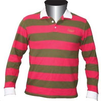 Рубашка, тип Поло, зелено/красная, XL