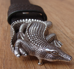 Ремень коричневый Крокодил, 120 см