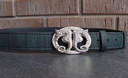 Ремень черно зеленый Морские коньки, 125 см